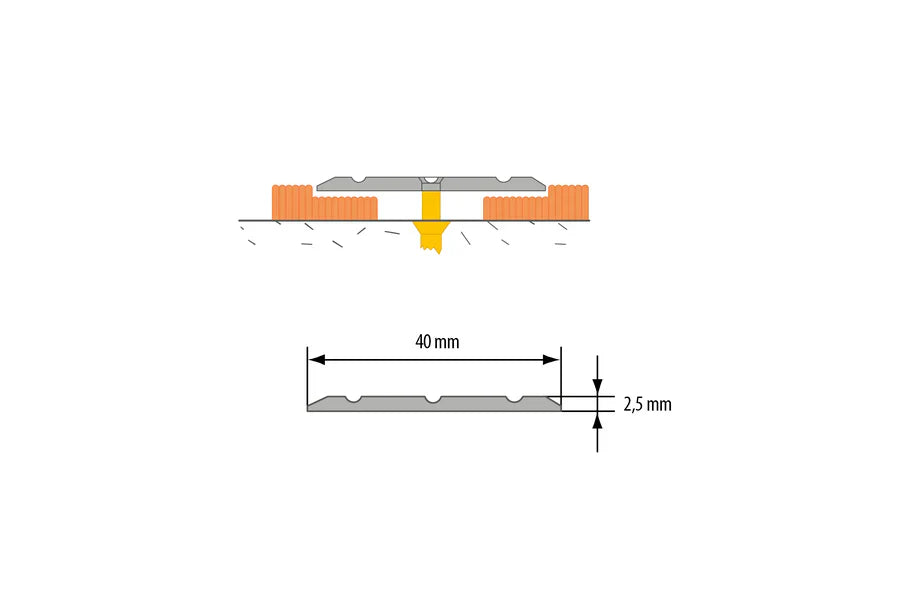 Flat 40mm Anodised Aluminium Floor Transition Strip – 1m or 2m Doorway Threshold Trim