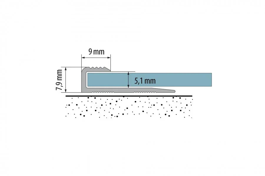 Silver LVT Aluminium Edge Profile – 5mm Flooring Trim, 900mm & 2500mm