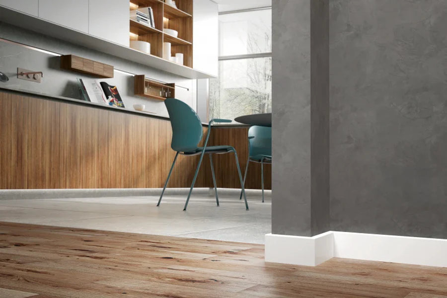 Modern Wall to Floor PVC Skirting Trim 80mm Height – 2.2m Length in Neutral Colours