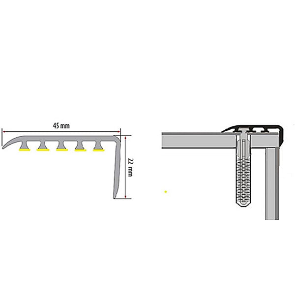 0.9m Wood Effect UPVC Stair Nosing – 45mm x 22mm