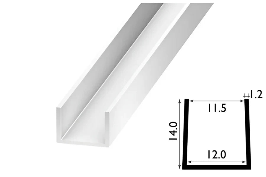 Rigid PVC U Channel Trim 1m (1000mm) – Board & Panel Edge Protector in Black or White