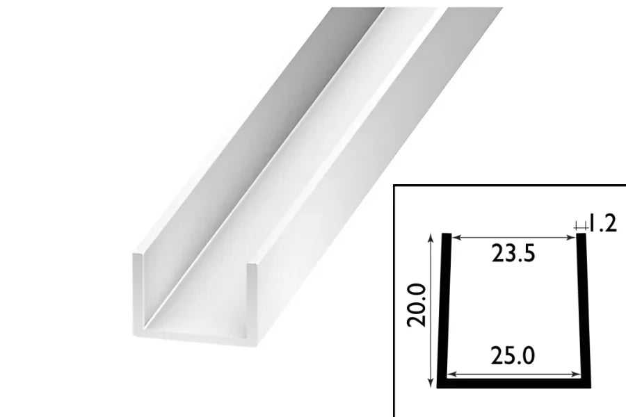 Rigid PVC U Channel Trim 1m (1000mm) – Board & Panel Edge Protector in Black or White