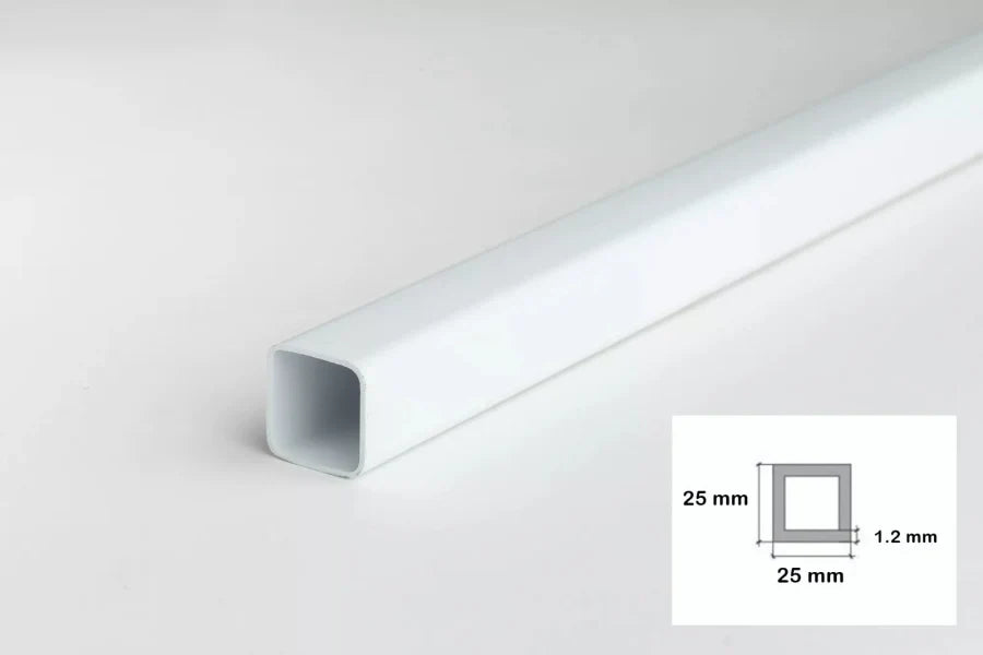 Rigid Plastic Box Section – Square PVC Tube 1m & 2.5m Length, Black & White