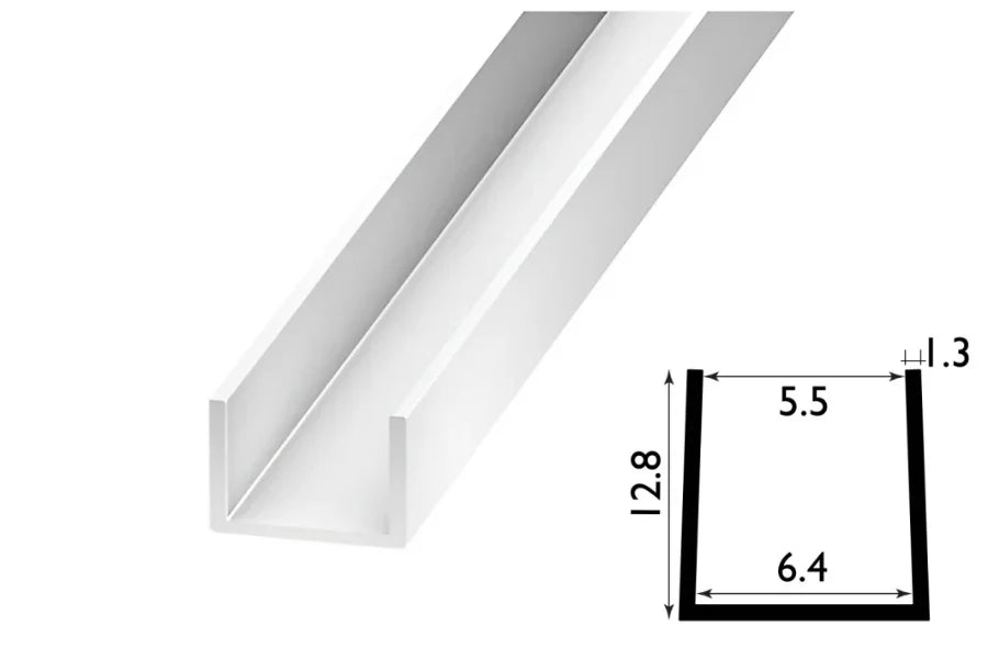 Rigid PVC U Channel Trim 1m (1000mm) – Board & Panel Edge Protector in Black or White