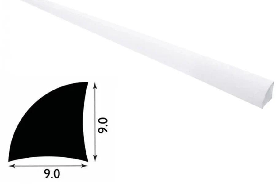 9mm UPVC Quadrant Corner Beading – 1m or 2.44m Length in White, Black or Silver