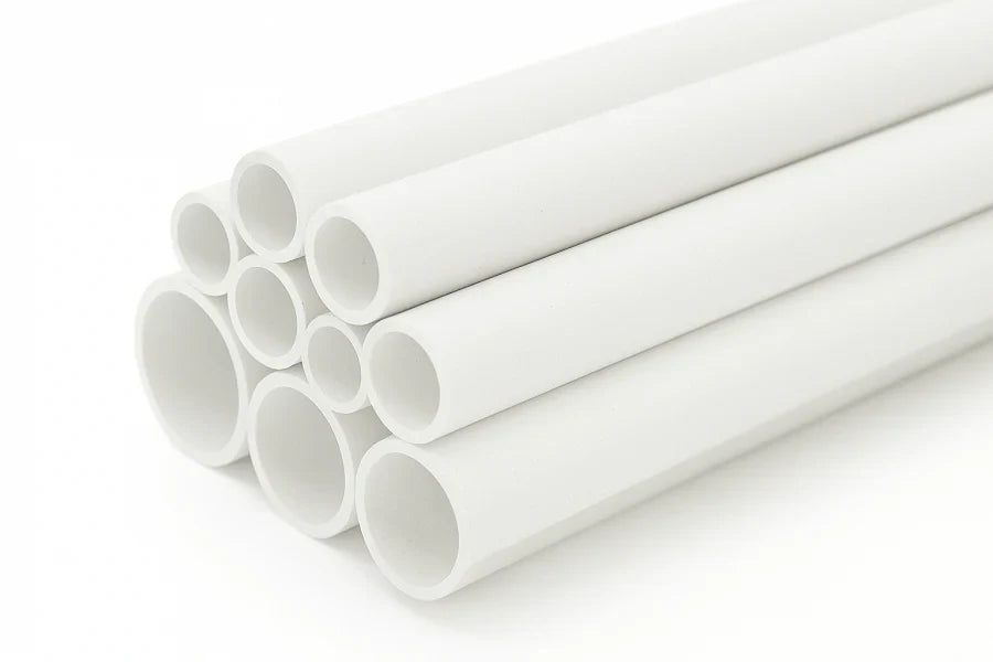 Smooth White PVC Tube, 1m Length — Round Plastic Pipe in 7mm, 10mm or 12mm Outer Diameter